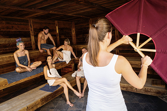 Saunové rituály - sauna na terase i venkovní bar