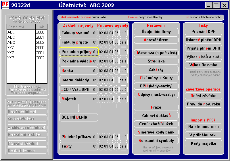 vývoj účetního software Ainex Olomouc