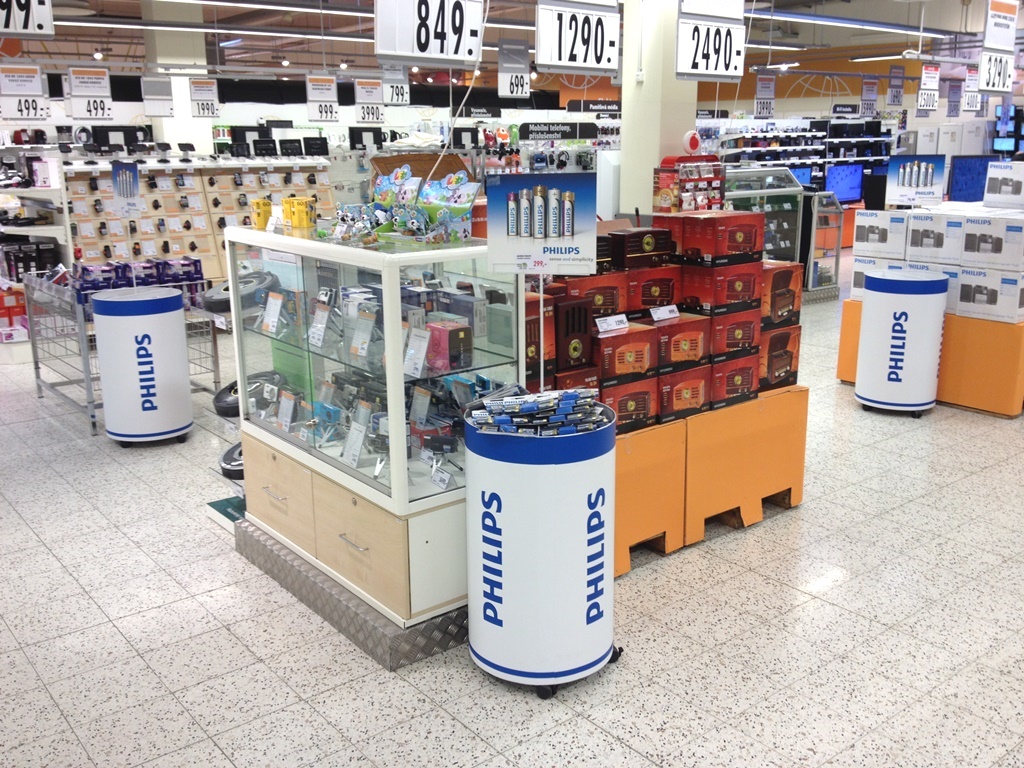 Plechové mobilní koše na baterie PHILIPS