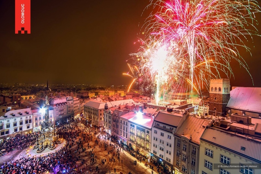 Novoroční ohňostroj v Olomouci