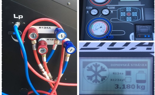 Proplach autoklimatizací, plnění chladivem R134a R1234yf Znojmo