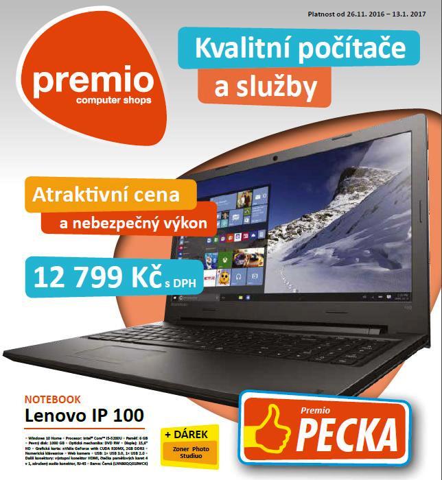 Výkonný notebook Lenovo IP 100 Opava