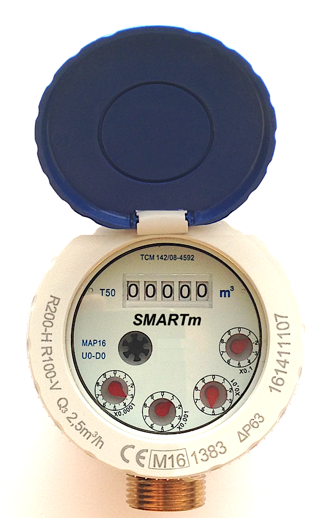 Přesný neovlivnitelný vodoměr SMARTm PNV C, Q1=16 l/hod